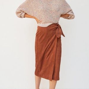 NWT Anthropologie Lauren Sueded Wrap Midi Skirt S